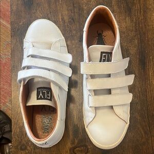 Fly London White Velcro Sneakers Minimalist Design